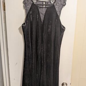 Relativity Black Velvet Lace-Detail Slip Dress